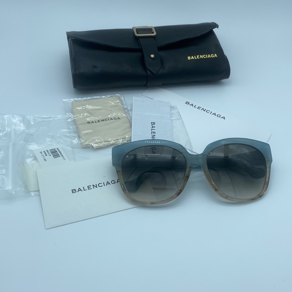 Balenciaga Sunglasses BA 0015 Light Blue/Gradient Brown Lenses - Picture 2 of 11